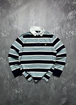 Vintage винтажная регбийка регби lyle & scott лайл скотт скот в полоску большой логотип на лампасах m