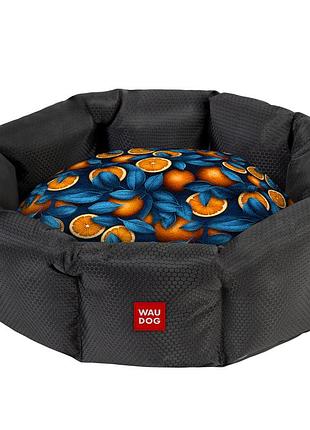 Лежанка для собак waudog relax, малюнок "апельсини", m, ш 42 см, д 52 см, в 19 см
