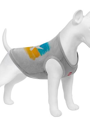 Майка для собак waudog clothes рисунок "прапор", сетка, xs, b 26-29 см, c 16-19 см серый