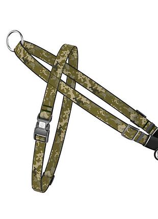 Шлея для собак быстросъемная waudog nylon с qr паспортом, рисунок "милитары", пластиковый фастекс, l, ш 25 мм, а 60-80 см, в 70-100