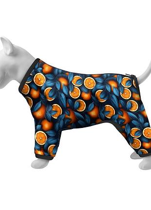 Ветровка для собак waudog clothes, рисунок "апельсины", m45, в 55-60 см, с 37-40 см