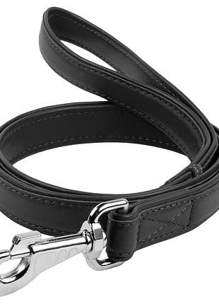 Поводок для собак кожаный waudog glamour, ш 18 мм, дл 122 см черный