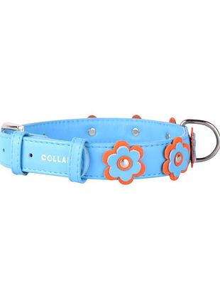 Ошейник "collar glamour" с отделкой "аппликация" (ширина 35мм, длина 46-60см) голубой