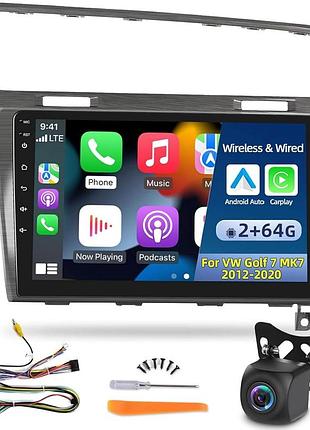Nhopeew- автомагнитола для vw golf 7 2012-2020, carplay/android auto, 10.1" сенсорный экран, 2+64g, wifi, bluetooth, задняя камера