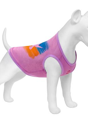 Майка для собак waudog clothes рисунок "прапор", сетка, xs, b 26-29 см, c 16-19 см розовый