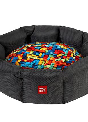 Лежанка для собак waudog relax, малюнок "блоки" l, ш 49 см, д 59 см, в 20 см
