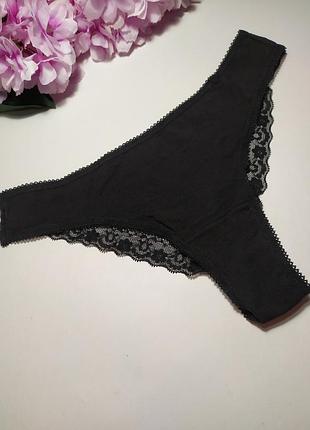 Новые коттоновые трусики с кружевом бразильяны george, u9 6, eur 34, xs