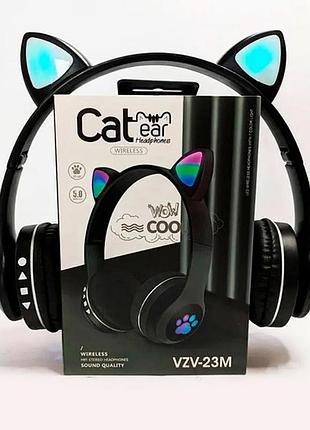 Беспроводные детские bluetooth наушники cat ear vzv-23m с кошачьими ушками черные