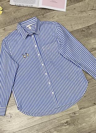 Легкая прямая рубашка в полоску h&m, р.s-m