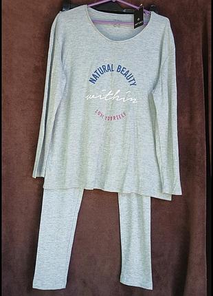 Костюм женский,  серый,  домашний с лосинами, l, eur 44-46