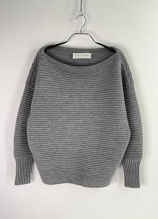 Victoria victoria beckham grey wool ribbed knit sweater oversized s size