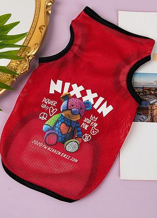 Сетчатая майка для котов pet style "nixxin" красная 3xl
