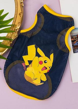 Сетчатая майка для котов pet style "pikachu" черная 5xl