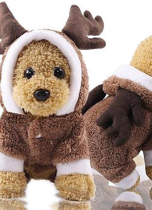 Костюм комбинезон для собак pet style "олень" коричневый xl