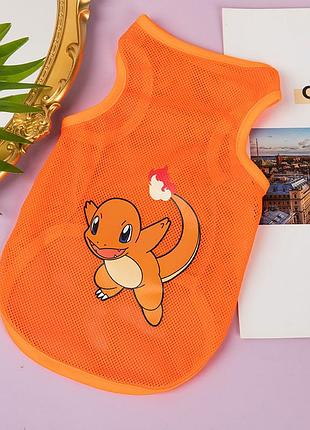 Сетчатая майка для котов pet style "pokemon" оранжевая 3xl