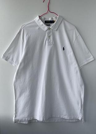 Біле поло polo ralph lauren custom slim fit