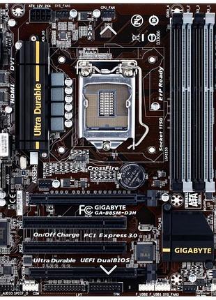 Надійна плата s1150 gigabyte ga-b85m-d3h rev 1.1 з hdmi на ddr3 ( 4 слоти) / usb3.0 / sata3 lga 1150 з гарантією
