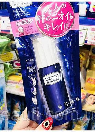 Rohto deoco натуральный шариковый дезодорант с каолином, лактоном, дезинфицирующим компонентом без алюминия, 30 г, япония