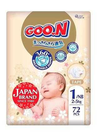 Подгузники goo.n premium soft для младенцев до 5 кг (1(nb), на липучках, унисекс, 72 шт.)