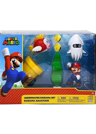 Игровой набор с фигурками super mario - подводный мир (с аксессуарами)