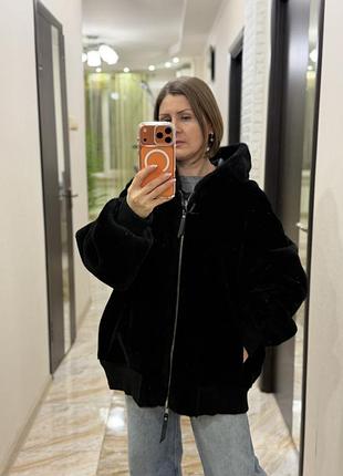 Натуральна двостороння дублянка шуба цигейка тоскана вовна овеча натуральна коротка шуба тепла з капюшоном на змійці двостароння шуба дублянка