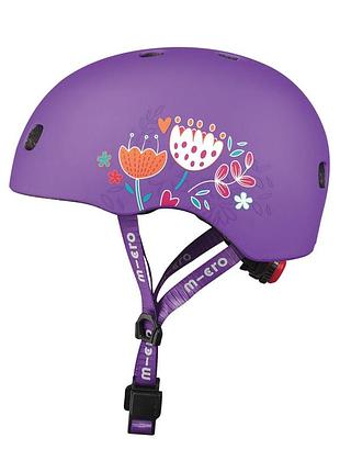 Защитный шлем micro - фиолетовый с цвитами (52-56cm, m)