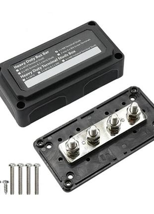 Распредельный блок с шиной heavy duty bus bar с 4-мя заколками м8 для соединения кабелей 48v dc, до 300a (черный)