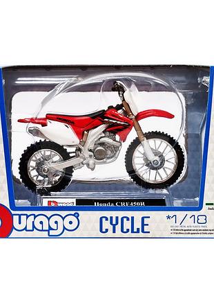 Дитяча модель мотоцикла "honda crf450r" bburago 18-51030-10 масштаб 1:18