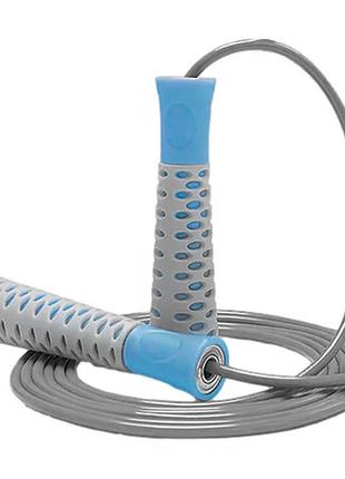 Скакалка powerplay 4206 jump rope pro+ сіро/синя (2,75m.)
