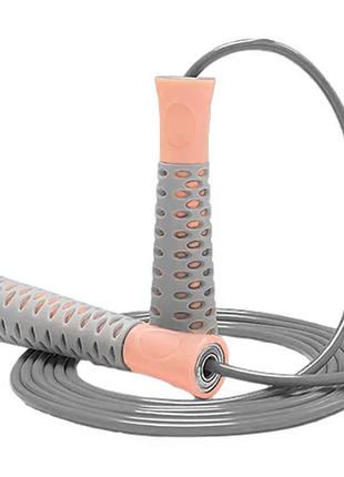Скакалка powerplay 4206 jump rope pro+ сіро/рожева (2,75m.)
