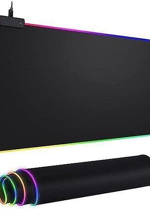 Игровой коврик для мыши и клавиатуры с подсветкой большой 70х30 см led pad gms wt-5 rgb