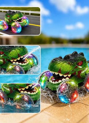 Машинка-амфибия на радиуправлении yl-125 динозавр /полноприводный джип dino с водяной пушкой ipx7, 360°