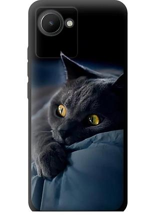 Чехол tpu на телефон realme c30 дымчатый кот "825b-2700-58250"