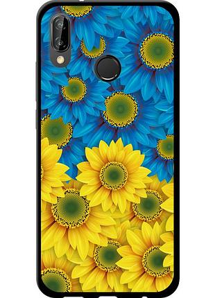 Чохол tpu патріотичний на телефон huawei p20 lite жовто-блакитні квіти "1048b-1410-58250"