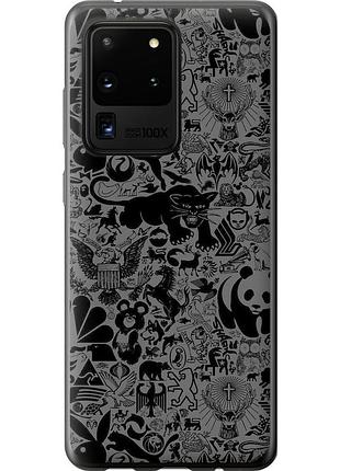 Чехол силиконовый на телефон samsung galaxy s20 ultra чёрно-серый стикер бомбинг "2432u-1831-58250"