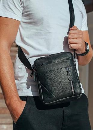 Мужская кожаная сумка через плечо tiding bag m38-10131a черная