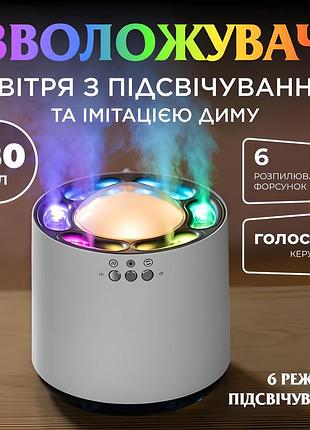 Паровой портативный увлажнитель воздуха usb для дома и офиса настольный аромадиффузор 800 мл с led подсветкой для детской комнаты