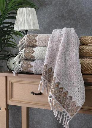 Полотенца хлопковые пенье pupilla для лица 50 на 90 см kilim kozali 4 штуки