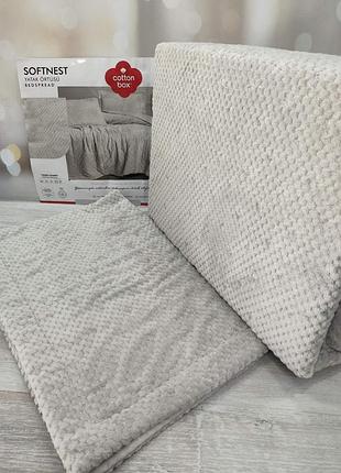 Покривало велюрове cotton box 230 на 260 см з наволочками туреччина сіре