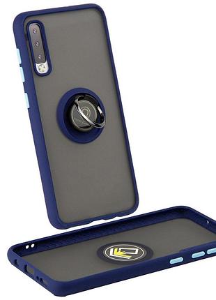 Чехол fiji colorframe для samsung galaxy a50 2019 (a505) матовый бампер с кольцом подставкой dark blue