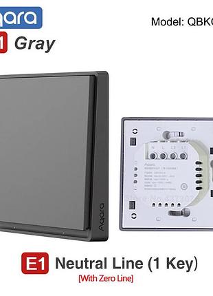 Вимикач aqara e1 з нульовою лінією одноклавішний темно-сірий zigbee 3.0 для розумного дому