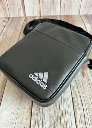 Сумка чорна adidas еко шкіра барсетка чоловіча адідас сумка через плече барсетка шкіряна 2