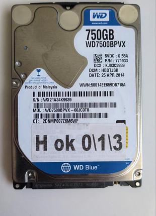 Донор hdd wd7500bpvx 60jc3t0 h013 2060-771960-000 rev pa
