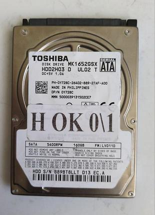 Донор hdd toshiba mk1652gsx h01 g002217a