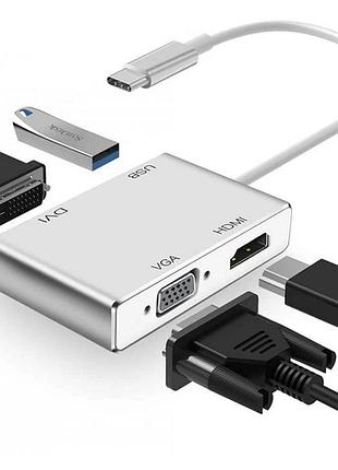 Перехідник конвертер mini dp m - dvi / hdmi / vga f