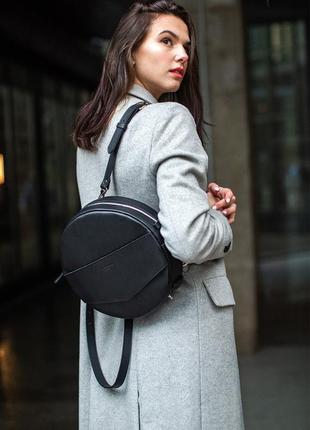 Кожаная женская круглая сумка-рюкзак maxi4 фото