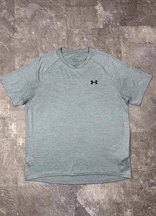 Футболка under armour андер армор спортивна тренувальна tech tee оригінал сіра меланж l чоловіча для залу бігу фітнесу спорту gym training shirt