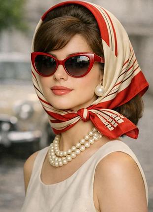 Вінтаж! ⚜️🌹harrods 1960-ті ацетатний кремовий шовк японська текстильна майстерня ручна робота хустка платок смужки