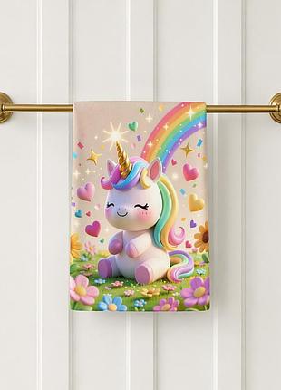 Полотенце с единорогом детское кухонное / банное 60×40 см