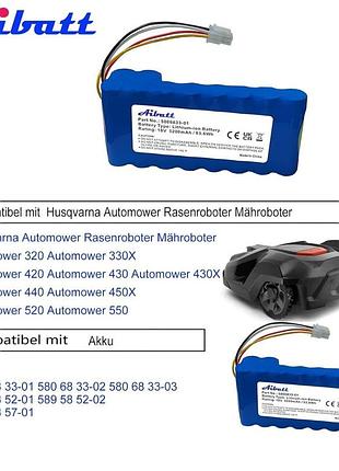 Акумулятор aibatt 18v 5200mah для husqvarna automower 320, 330x, 420 (5806833-01)
